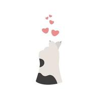 A cat's paw folded into a heart, heart gesture with fingers. Vector illustration of isolates