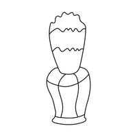 Shaving brush in doodle style. Isolated outline. Hand drawn vector illustration in black ink on white background.