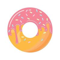 Sweet donuts with pink frosting. Vector illustration of the donut icon. Strawberry soft ice cream, an icon of conceptual food, isolated. Flat cartoon style, suitable for web landing page, banner.