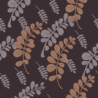 Wallpaper with leaves. Amazing background with brown leaves for textiles. The pattern is in warm shades. vector