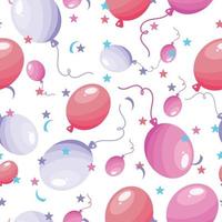 Vector festive seamless pattern with colorful balloons. Abstract background. The design concept of birthday greeting cards, holiday decorations, gift cards.