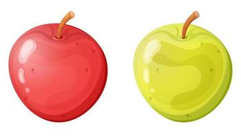 dos color manzanas dibujos animados estilo vector ilustración. juego ui diseño elementos.