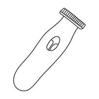 Electric hair trimmer in doodle style. Isolated outline. Hand drawn vector illustration in black ink on white background.