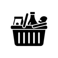 Full shopping cart icon filled with groceries vector