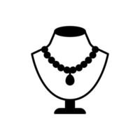 A pearl-like gem necklace icon with a pendant is displayed on the mannequin vector