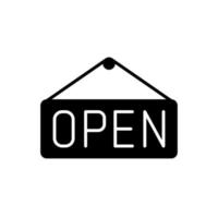 An OPEN sign tag icon to hang on the shop door to indicate the shop is open vector