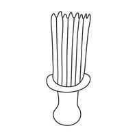 Long beard brush in doodle style. Isolated outline. Hand drawn vector illustration in black ink on white background.
