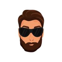 Handsome man's face with beard in sunglasses vector