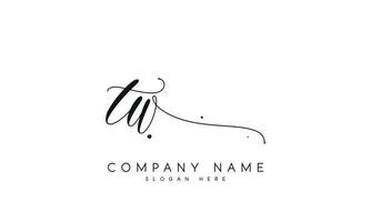 Handwriting signature style letter tw ylogo design in white background. pro vector. vector