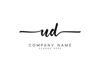 Handwriting signature style letter ud ylogo design in white background. pro vector. vector