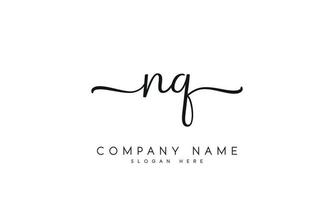 Handwriting signature style letter nq n q logo design in white background. pro vector. vector