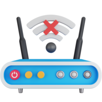 3d ikon illustration wiFi router med problem nätverk png