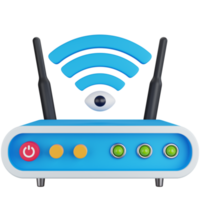 3d icoon illustratie Wifi router met ogen png