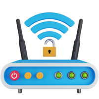 3d icoon illustratie Wifi router met Open netwerk png