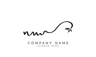 Handwriting signature style letter nw n w ylogo design in white background. pro vector. vector