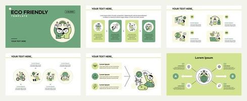 Activities for environmental protection. Brochures and presentation layout templates about the environment. vector