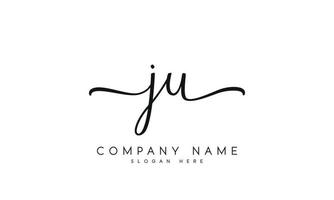 Handwriting signature style letter ju logo design in white background. pro vector. vector