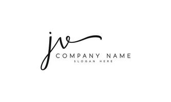 Handwriting signature style letter jv logo design in white background. pro vector. vector