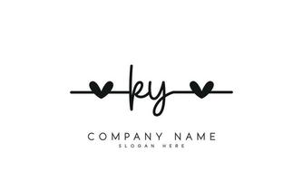 Handwriting signature style letter ky ylogo design in white background. pro vector. vector