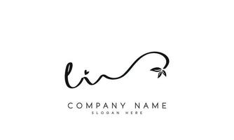 Handwriting signature style letter LI L I logo design in white background. Pro vector