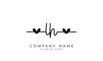 Handwriting signature style letter lh ylogo design in white background. pro vector. vector