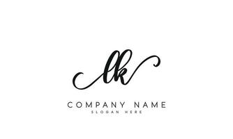 escritura firma estilo letra lk l k logo diseño en blanco antecedentes. Pro vector