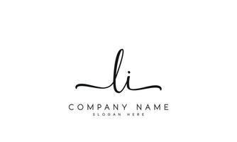 Handwriting signature style letter LI L I logo design in white background. Pro vector