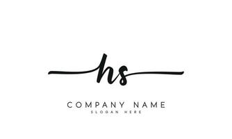 Handwriting signature style letter HS H S logo design in white background. Pro vector