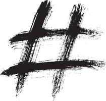 Hand drawn brush stroke hashtag symbol icon sign. vector