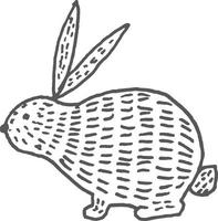 Hand drawn style line drawing illustration abstract rabbit vector
