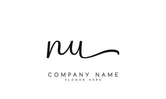 Handwriting signature style letter nu n u ylogo design in white background. pro vector. vector