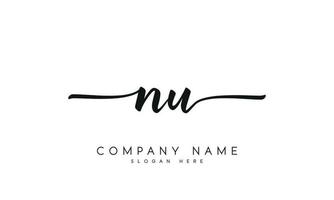 Handwriting signature style letter nu n u ylogo design in white background. pro vector. vector