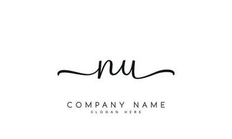 Handwriting signature style letter nu n u ylogo design in white background. pro vector. vector