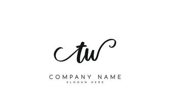 Handwriting signature style letter tw ylogo design in white background. pro vector. vector