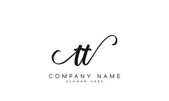 Handwriting signature style letter tt ylogo design in white background. pro vector. vector