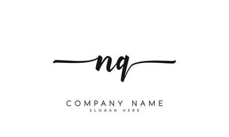 Handwriting signature style letter nq n q logo design in white background. pro vector. vector