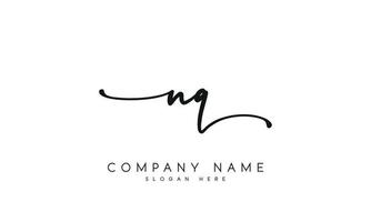 Handwriting signature style letter nq n q logo design in white background. pro vector. vector