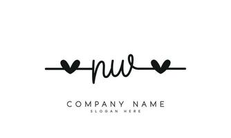 Handwriting signature style letter nw n w ylogo design in white background. pro vector. vector