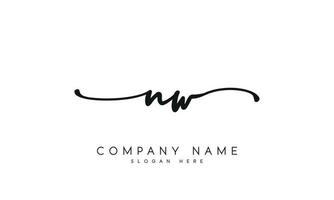 Handwriting signature style letter nw n w ylogo design in white background. pro vector. vector