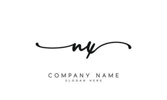 Handwriting signature style letter nx n x ylogo design in white background. pro vector. vector