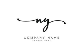 Handwriting signature style letter ny n ylogo design in white background. pro vector. vector