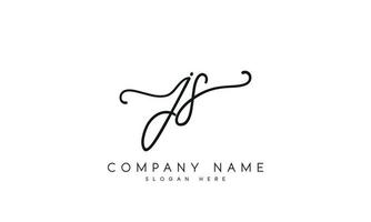 Handwriting signature style letter js logo design in white background. pro vector. vector