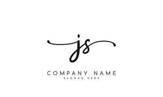 Handwriting signature style letter js logo design in white background. pro vector. vector