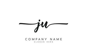 Handwriting signature style letter ju logo design in white background. pro vector. vector