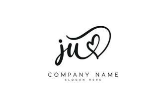 escritura firma estilo letra ju logo diseño en blanco antecedentes. Pro vector. vector