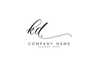 Handwriting signature style letter kd logo design in white background. pro vector. vector