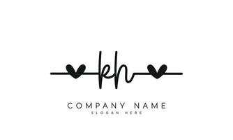 Handwriting signature style letter kh logo design in white background. pro vector. vector