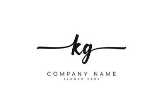 Handwriting signature style letter kg logo design in white background. pro vector. vector