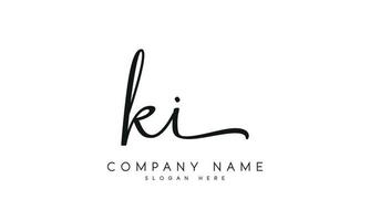 Handwriting signature style letter ki logo design in white background. pro vector. vector