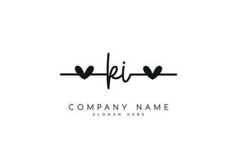 Handwriting signature style letter ki logo design in white background. pro vector. vector